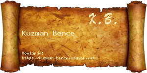 Kuzman Bence névjegykártya